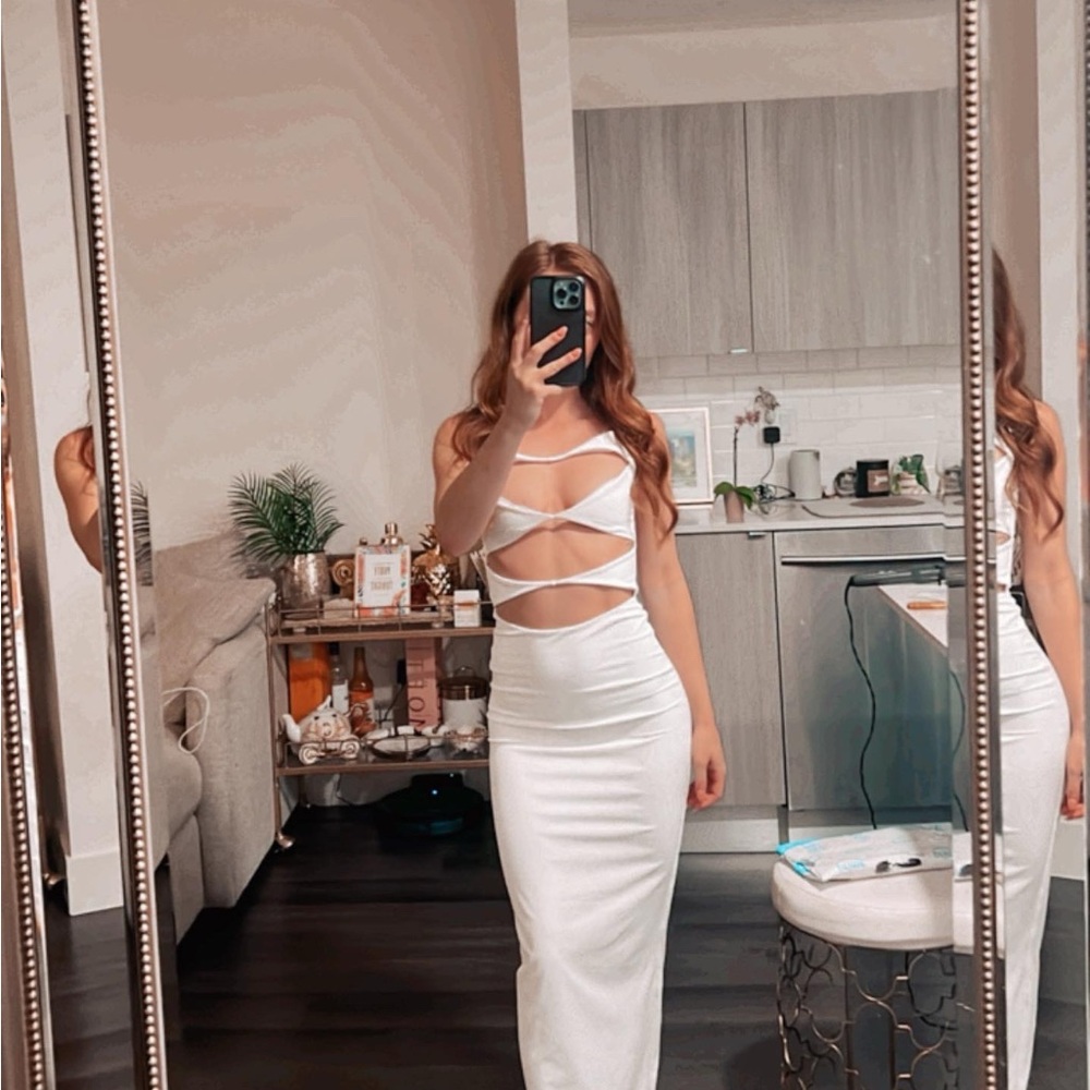 White Cut-Out Maxi Dress